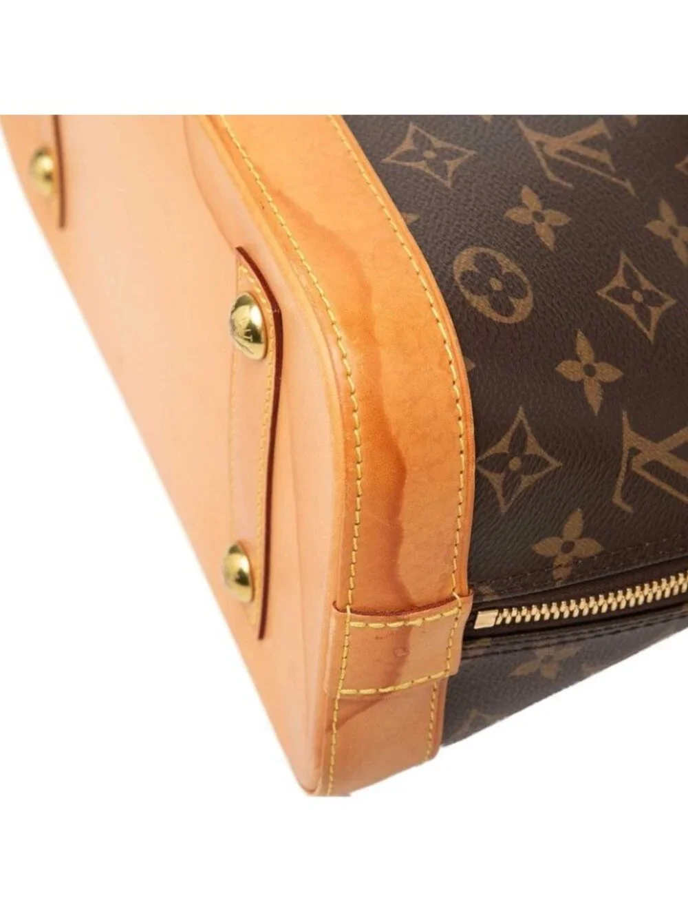 Louis Vuitton Monogram Alma PM Handbag Brown Leather